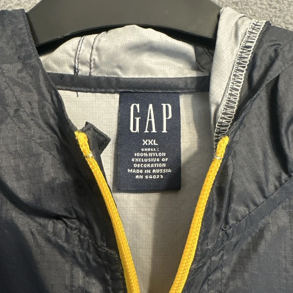 VTG Y2K GAP Windbreaker Anorak Jacket‎ Nylon Youth Boys XXL Navy Hooded Packable